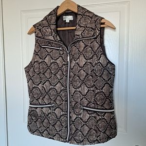 Snake Print Quilted Zip Puffer Vest